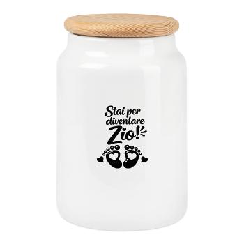 Stai per diventare Zio! - Cookie Jar with Wooden Lid - white - Front