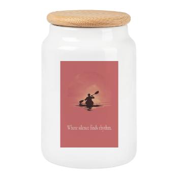 Where Silence Finds Rhythm Canoe Poster - Cookie Jar with Wooden Lid - white - Front