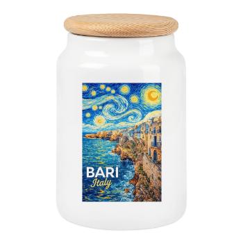 Bari, Italie - Boîte à biscuits avec couvercle en bois - blanc - Devant
