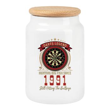 T-shirt Darts anniversaire 1991, Darts Legend Shirt - Boîte à biscuits avec couvercle en bois - blanc - Devant