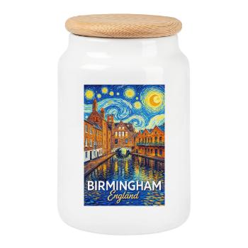 Birmingham, Angleterre - Boîte à biscuits avec couvercle en bois - blanc - Devant