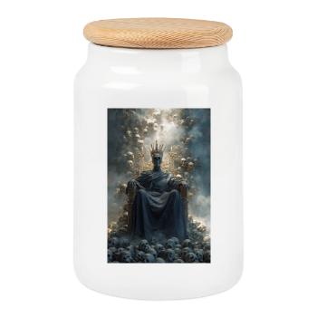 Le Trône du Crâne couronné roi - Boîte à biscuits avec couvercle en bois - blanc - Devant