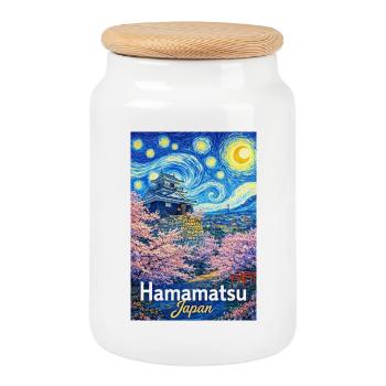 Hamamatsu, Japan - Cookie Jar with Wooden Lid - white - Front