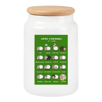 Large Sheep Science Poster Edition - Cookie Jar with Wooden Lid - white - Front