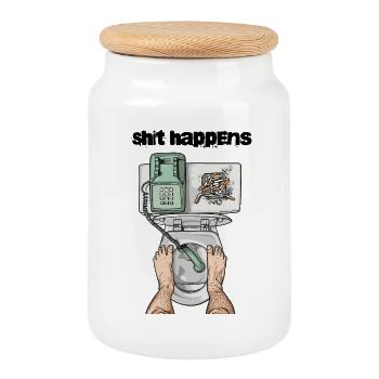 Klo Telefon Shit happens - Cookie Jar with Wooden Lid - white - Front