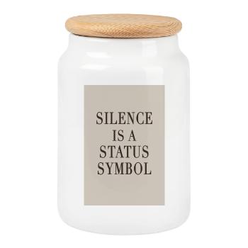 Silence is a Status Symbol – Quiet Luxury - Keksdose mit Holzdeckel - Weiß - Vorne
