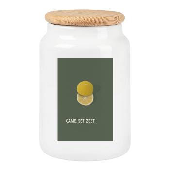 Game Set Zest Tennis Word Game Design - Cookie Jar with Wooden Lid - white - Front