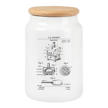 Plan de brevet pour four à pizza - Boîte à biscuits avec couvercle en bois - blanc - Devant