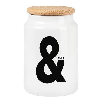 Et & Chill Typographie Minimale - Boîte à biscuits avec couvercle en bois - blanc - Devant