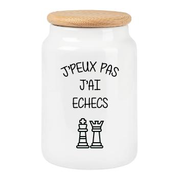J'peux pas J'ai Échecs Humour Club - Boîte à biscuits avec couvercle en bois - blanc - Devant