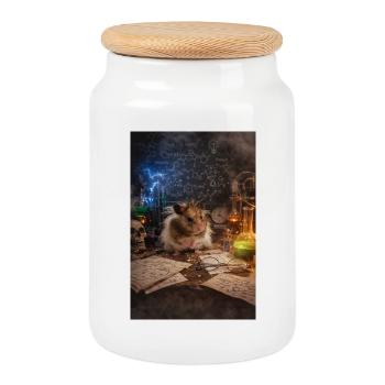 Chico11: Mad Scientist - Cookie Jar with Wooden Lid - white - Front