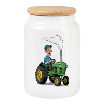 Héros Tracteurs Cultivant des Armes - Boîte à biscuits avec couvercle en bois - blanc - Devant