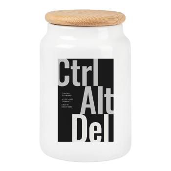 CTRL ALT DEL – Affiche typographique Minimal Design - Boîte à biscuits avec couvercle en bois - blanc - Devant