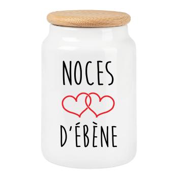 Ebony Wedding 78 Years of Marriage - Cookie Jar with Wooden Lid - white - Front