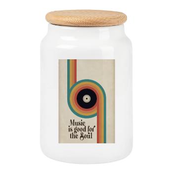 La musique est bonne pour l’affiche rétro de la soul - Boîte à biscuits avec couvercle en bois - blanc - Devant