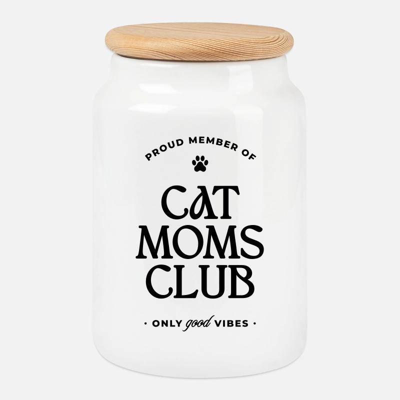 Cat Moms Club - Keksdose mit Holzdeckel - Weiß