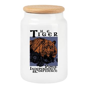 LE TIGRE - Boîte à biscuits avec couvercle en bois - blanc - Devant