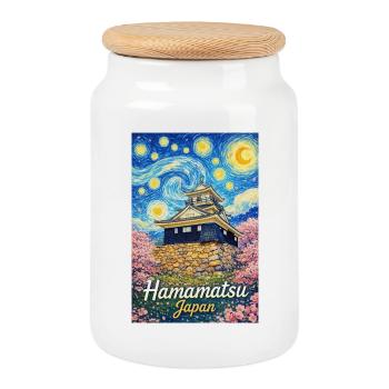 Hamamatsu, Japan - Cookie Jar with Wooden Lid - white - Front