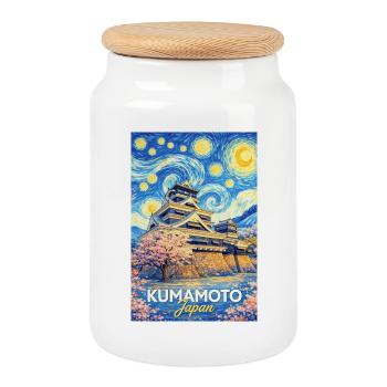 Kumamoto Japan - Keksdose mit Holzdeckel - Weiß - Vorne