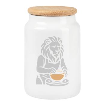 Silver Spirit: The Master Ceramist Lion - Boîte à biscuits avec couvercle en bois - blanc - Devant