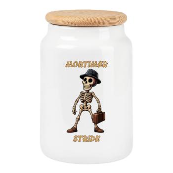 Mortimer Stride Skelett  Internet Animation Star - Keksdose mit Holzdeckel - Weiß - Vorne