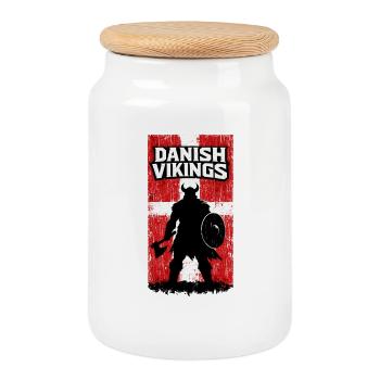 Vikings danois – Drapeau du Danemark du guerrier viking - Boîte à biscuits avec couvercle en bois - blanc - Devant