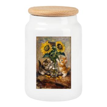 Sunflowers and Cats Still Life Henri Matisse - Cookie Jar with Wooden Lid - white - Front