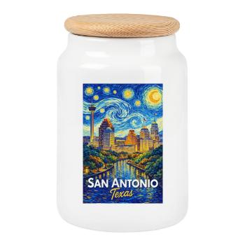 San Antonio Texas - Keksdose mit Holzdeckel - Weiß - Vorne
