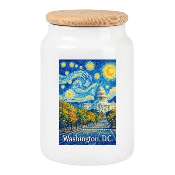 Washington, D.C. - Boîte à biscuits avec couvercle en bois - blanc - Devant