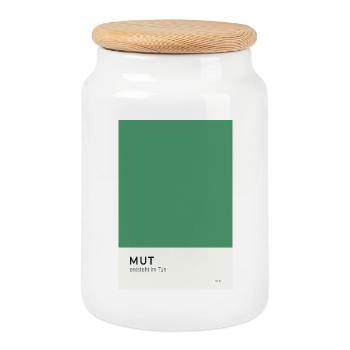 Mut entsteht im Tun Poster - Keksdose mit Holzdeckel - Weiß - Vorne