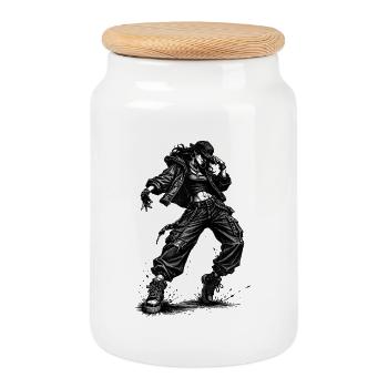 Danseur hip-hop dans le style de gravure vintage - Boîte à biscuits avec couvercle en bois - blanc - Devant