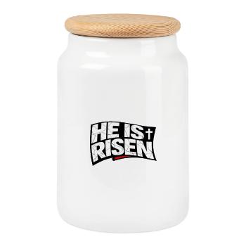 Jésus, il est ressuscité, religion de Pâques, parole. - Boîte à biscuits avec couvercle en bois - blanc - Devant