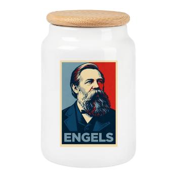 Portrait pop art d’Engels - Boîte à biscuits avec couvercle en bois - blanc - Devant