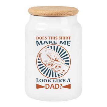 Chemise drôle de papa Est-ce que ça me fait ressembler à un papa ? - Boîte à biscuits avec couvercle en bois - blanc - Devant