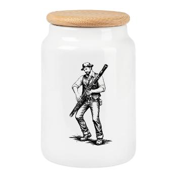 Bassoniste dans le style vintage - Boîte à biscuits avec couvercle en bois - blanc - Devant