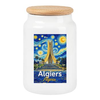 Algiers Monument Starry Night Stil - Keksdose mit Holzdeckel - Weiß - Vorne