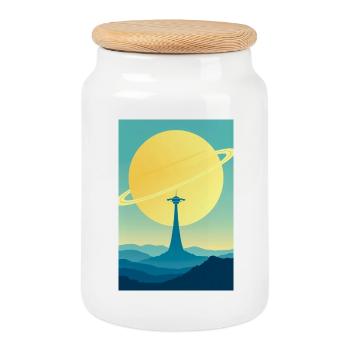 Un nouvel âge de l’espace a commencé - Boîte à biscuits avec couvercle en bois - blanc - Devant