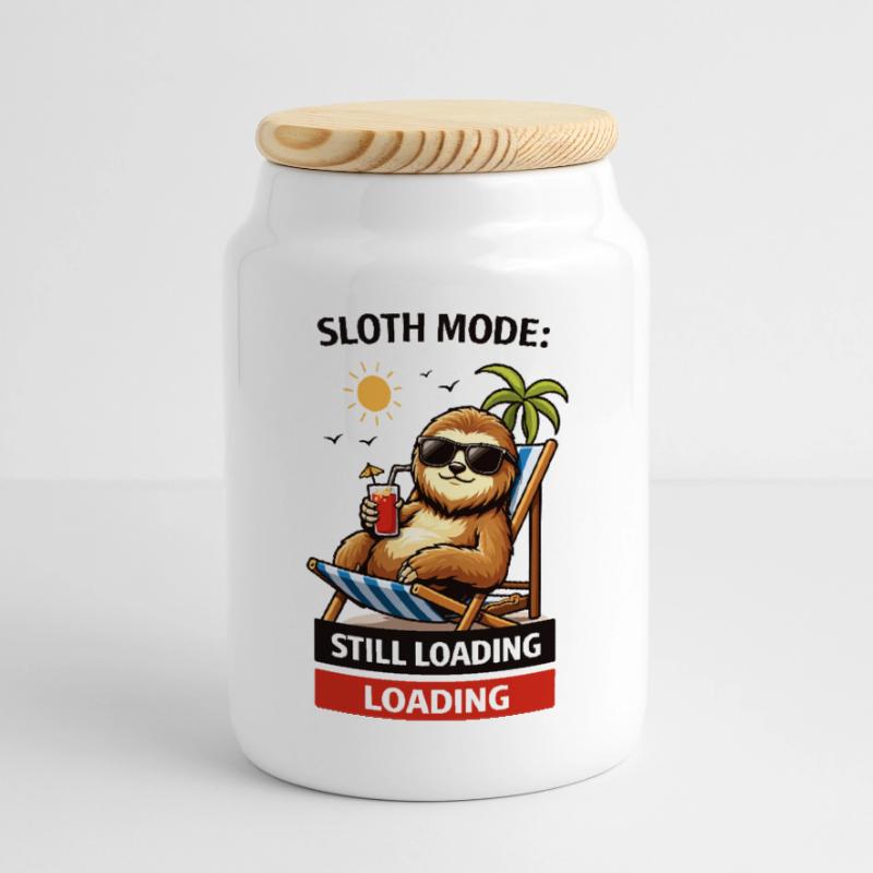 Sloth Mode: Still Loading Cookie Jar with Wooden Lid
