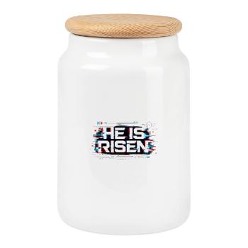 he is risen - Cookie Jar with Wooden Lid - white - Front