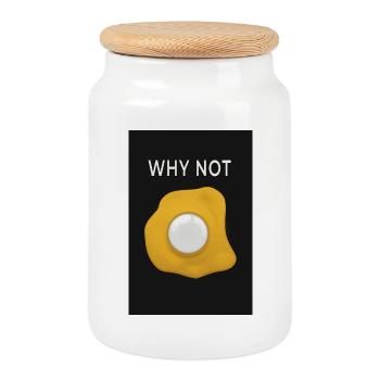 Why Not Minimal Poster Egg Design Modern - Cookie Jar with Wooden Lid - white - Front