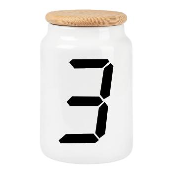 digitale_zahl_3 - Cookie Jar with Wooden Lid - white - Front
