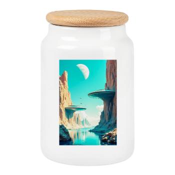 Une nouvelle architecture commence à façonner l’avenir - Boîte à biscuits avec couvercle en bois - blanc - Devant