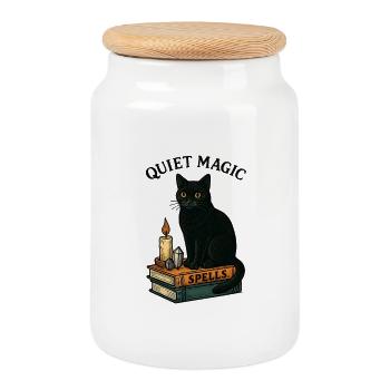 Stille Magie Katze - Keksdose mit Holzdeckel - Weiß - Vorne