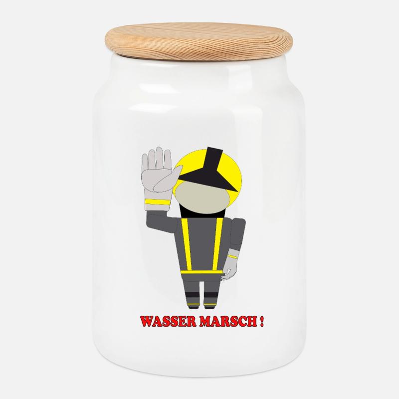 Wasser Marsch Feuerwehrheld - Keksdose mit Holzdeckel - Weiß