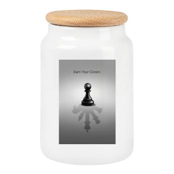 Earn Your Crown Minimal Mindset Design - Keksdose mit Holzdeckel - Weiß - Vorne