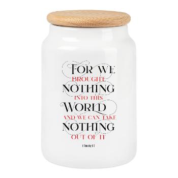 Take Nothing - Cookie Jar with Wooden Lid - white - Front