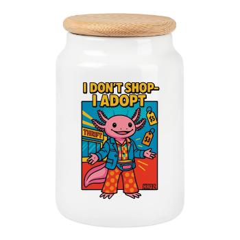 I Don’t Shop I Adopt Alien - Cookie Jar with Wooden Lid - white - Front