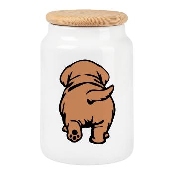 Dog Back - Cookie Jar with Wooden Lid - white - Front