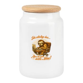 Ich mach das aber ich gucke dabei böse sloth - Keksdose mit Holzdeckel - Weiß - Vorne