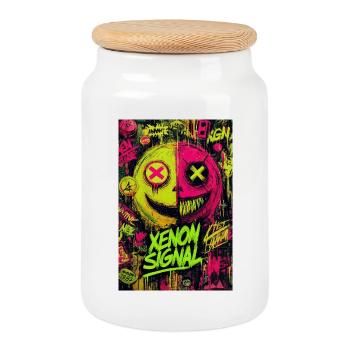 Graffiti de signaux au xénon - Boîte à biscuits avec couvercle en bois - blanc - Devant